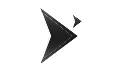 Two abstract black geometric shapes on a white background