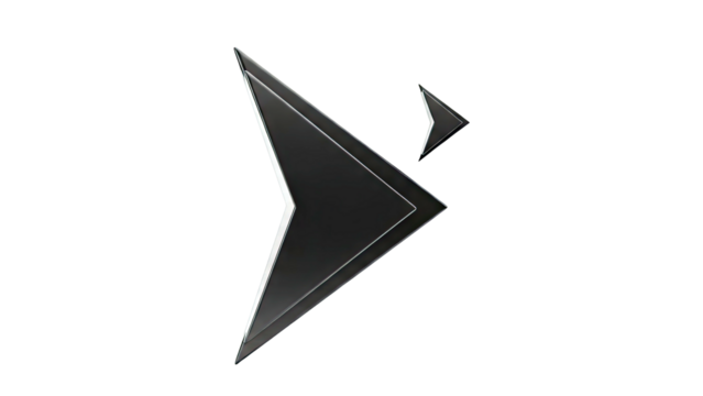 Two abstract black geometric shapes on a white background - Powered by Adobe