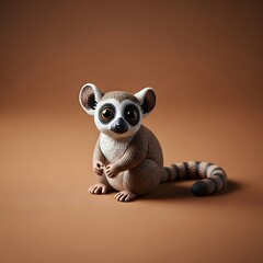 Obraz premium A ring tailed lemur sitting on a brown surface isolated on transparent background