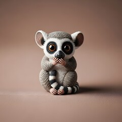 Obraz premium Adorable lemur figurine isolated on transparent background