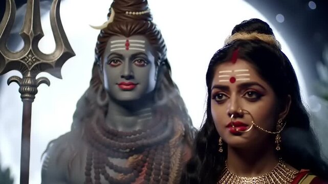 Hindu Gods Shiva and Parvati with Divine Couple.