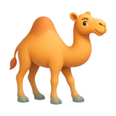 Adorable cartoon camel illustration with a friendly expression on transparent background