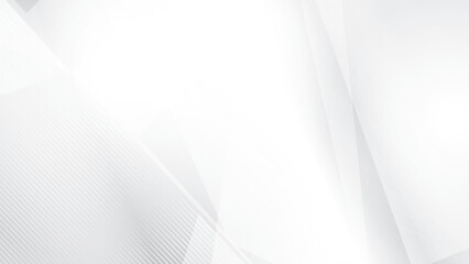 Abstract white and gray color, modern design stripes background with geometric shape and glowing light. Vector illustration.