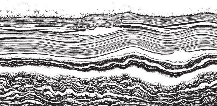 Geological strata layers showing seismic reflection data subsurface geology.