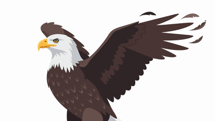 Obraz premium A majestic eagle, with wings spread, its sharp gaze fixed forward, feathers adrift