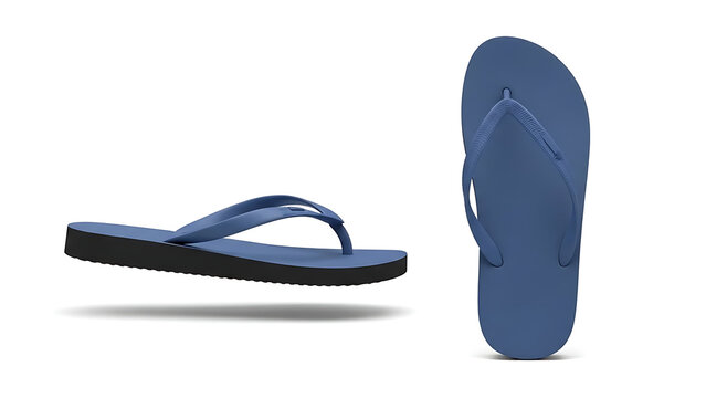 A new pair of blue flip flops isolated on white background as a stylish summer footwear accessory for beach fashion