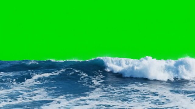 Crashing Ocean Waves and Surf Motion on Green Screen