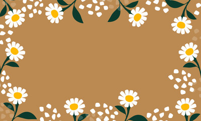 Daisy flowers background border. Wild flowers banner vector with copy spaces.