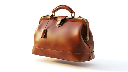 Vintage Leather Doctor Bag Satchel Mockup Antique Style Floating White