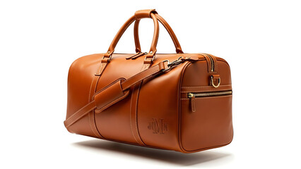 Personalized Initial Monogram Leather Duffle Bag Mockup Custom Gift