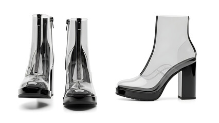 Fashion Transparent PVC Ankle Boots Mockup Modern See Through