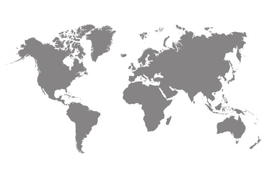 Grey World map Pacific Centred