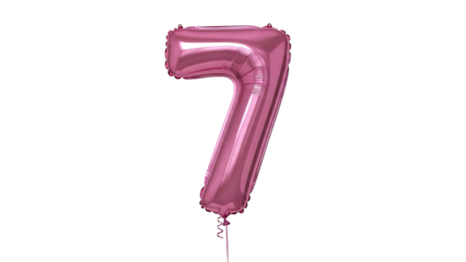 Beautiful pink number 7 balloon for birthday celebration and party decoration