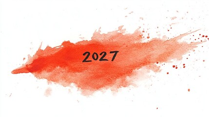 Vibrant Watercolor Splash Art Depicting the Year 2027, Perfect for Creative Calendars and Designs
