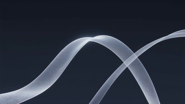 Shimmering floating ribbon arc with holographic micro textures slow fluid curvature cascading smoothly across surreal cinematic ambience futuristic glow atmosphere