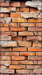 Obraz premium Weathered Brick Wall Texture with Rustic Charm, Distressed Surface, Unique Architectural Detail