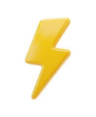Yellow lightning bolt symbol, representing energy, power, electricity, speed, or storm