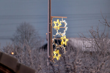 Snow in the garden and outside