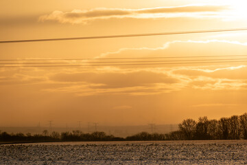 Snow in the garden and outside