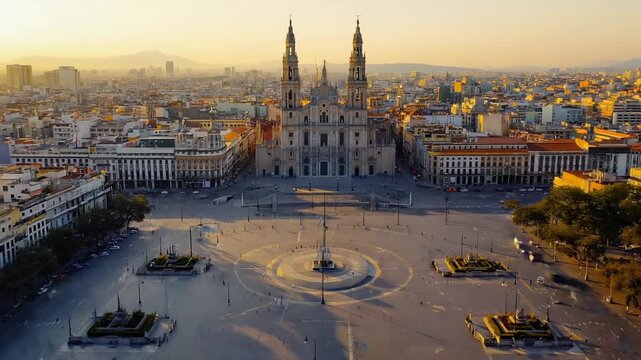 aerial timelapse of zocalo square and mexico city cathedral drone view video