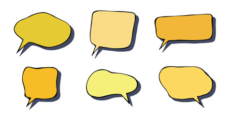 Set of hand drawn speech bubble Blank empty message box Textbox frame for banners, price tags, stickers, design