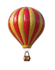 Fototapeta premium Red and yellow striped hot air balloon, aircraft for travel, adventure, tourism, or leisure flight