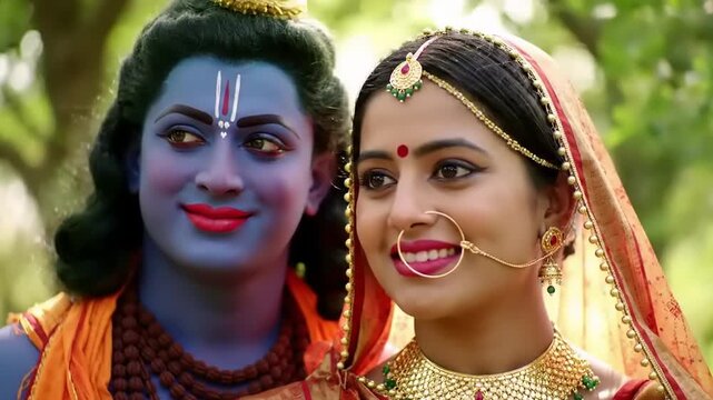 Hindu Gods with Rama  Sita, and smiling portraits.