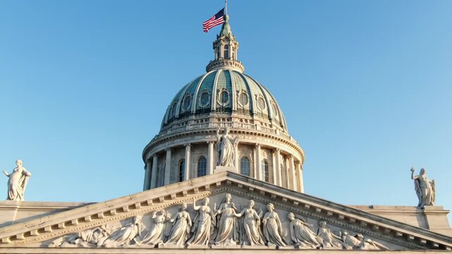 Classical building with columns and statues