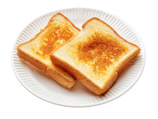 Fototapeta premium Grilled cheese sandwiches stacked on a plate with golden toasted bread, gooey melted cheese pull, and crisp buttery edges isolated on transparent background. 