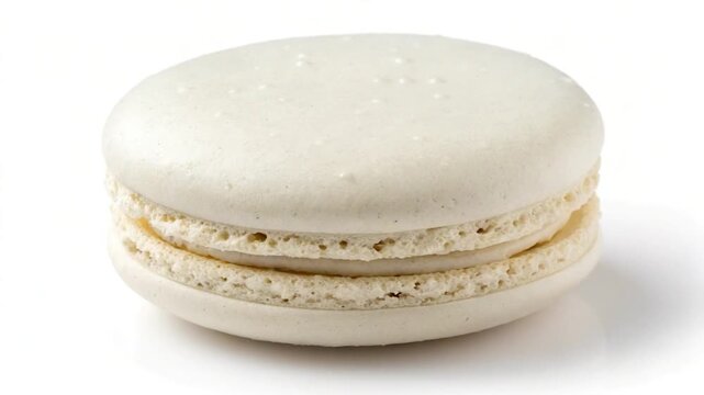 white macaron cookie, french dessert isolated on white background video