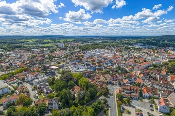 Fototapeta premium Ausblick auf die mittelfränkische Stadt Lauf an der Pegnitz nordöstlich von Nürnberg