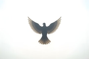 Obraz premium Bird in Flight Against Bright Sky