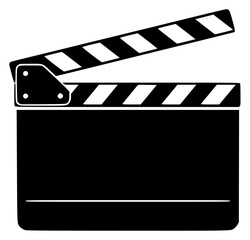 a black and white illustration of a movie clapper board, black, icon, illustration, against transparent background