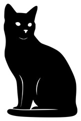 Obraz premium black silhouette of a cat on a , black, cat, eye, silhouette, sit, against transparent background
