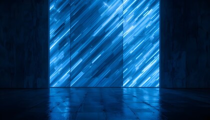 Abstract Blue and Black Gradient Light Pattern with Soft Tech Diagonal Metal Texture Background