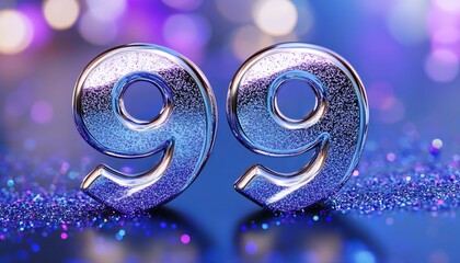 Elegant Shiny Chrome Number Symbol for Events and Celebrations, Featuring Silver Digits for Parties