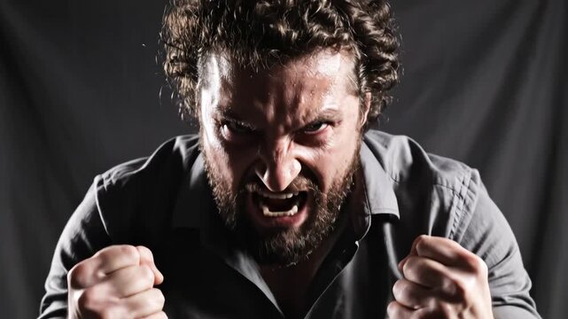 intense man with angry expression