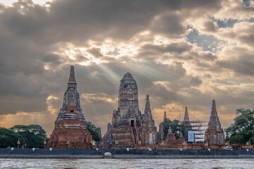 Fototapeta premium River Kwai in Kanchanaburi, Thailand, with its architecture and temples