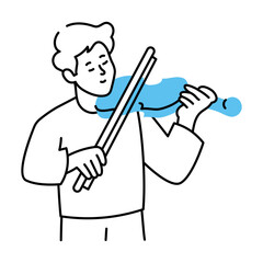 A sketchy style illustration depicting a violin