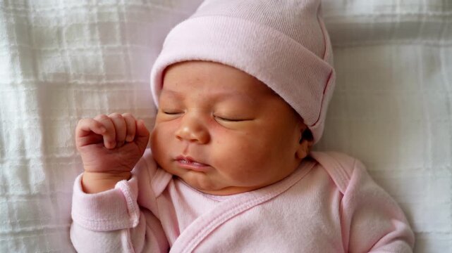 Newborn baby yawing and sleeping - Childhood and toddler care concept - Models by AI generative 