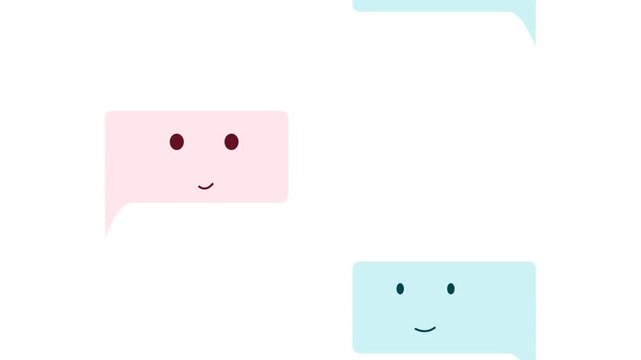 Cute Animated Speech Bubbles with Faces Winking and Smiling Concept