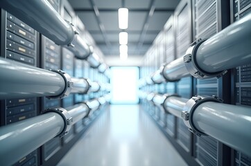 Modern Server Room with Industrial Piping