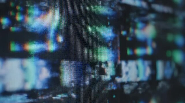 Closeup of digital screen with colorful light