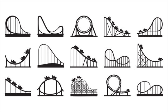 Amusement attraction icons for ticketing systems and park maps
