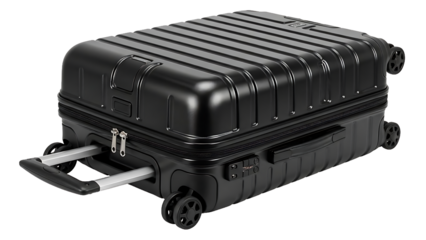 High quality black hard shell suitcase with wheels and retractable handle