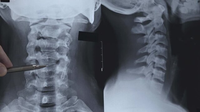 Cervical spine examination. Pain in neck after work.