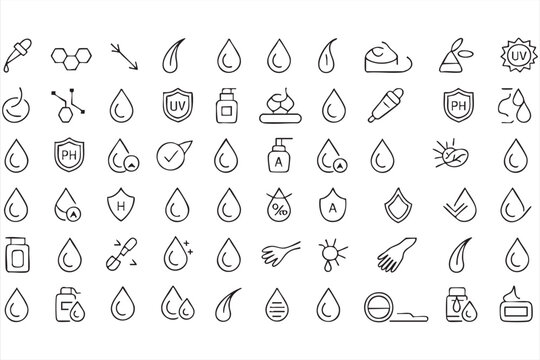 Dermatology Ingredient Line Icons for Skin Care Platforms