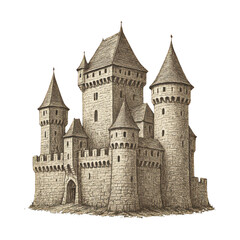 Fototapeta premium PNG Medieval castle illustration PNG