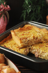 Zwiebelkuchen, a pie with onion and bacon, traditional German dish