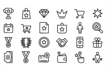 Gamified Loyalty Program Line Icons for Retail Platforms